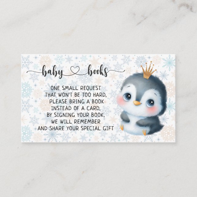 Baby Penguin Baby Shower I Birthday  Enclosure Card (Front)