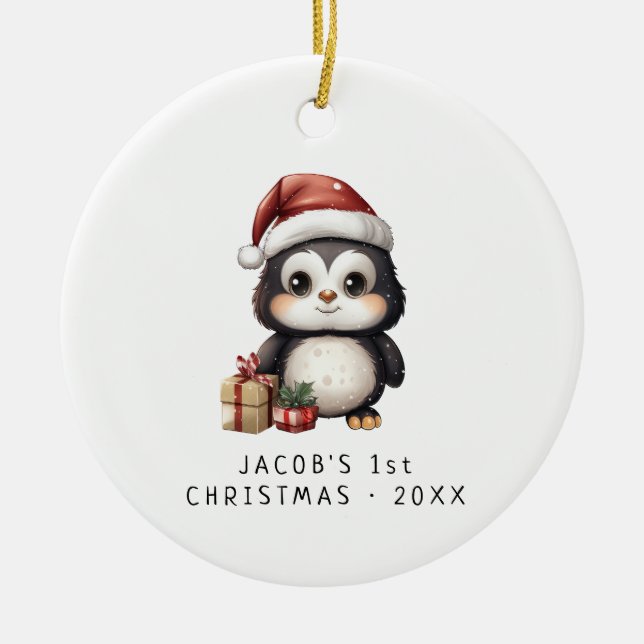 Baby Penguin | Baby's First Christmas Ceramic Tree Decoration (Front)