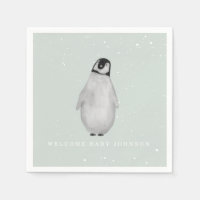 Baby Penguin Blue Winter Boy Baby Shower