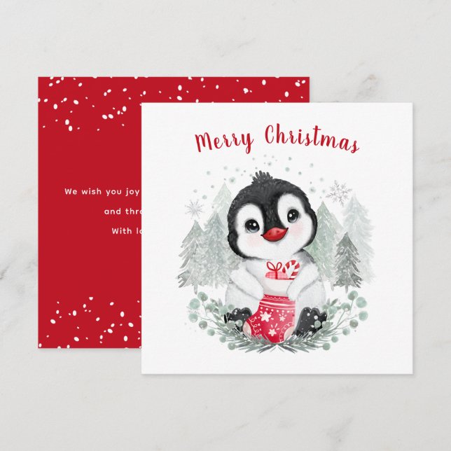 Baby Penguin Cute Christmas card (Front/Back)