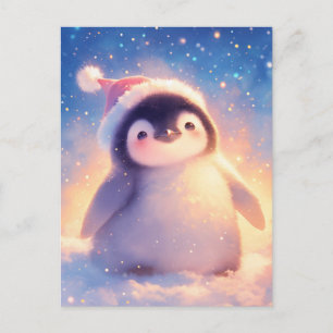 Baby Penguin in Red Santa Hat Postcard