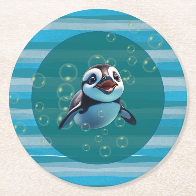 Baby Penguin Paper Coasters (Front)