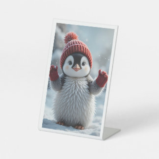 baby penguin pedestal sign