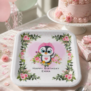 Baby Penguin Personalised Birthday Paper Plate