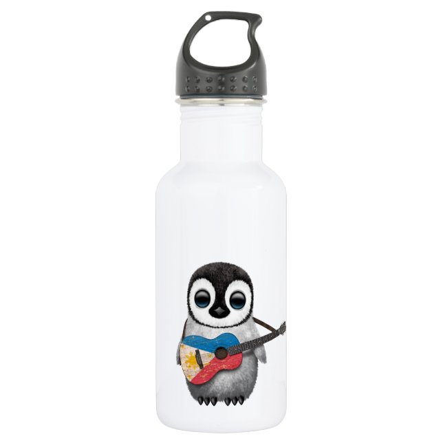 Baby Penguin Playing Filipino Flag Guitar 532 Ml Water Bottle (Front)
