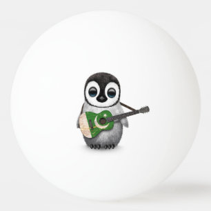 Baby Penguin Playing Pakistani Flag Guitar Ping Pong Ball