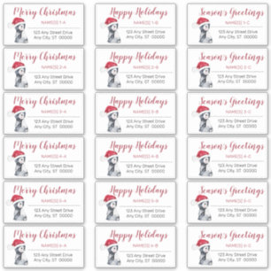 Baby Penguin   Santa Hat Christmas Address Labels