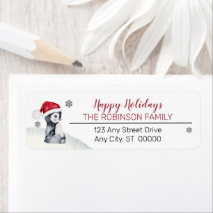 Baby Penguin   Santa Hat Happy Holidays Family