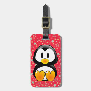 baby penguin tux luggage tag