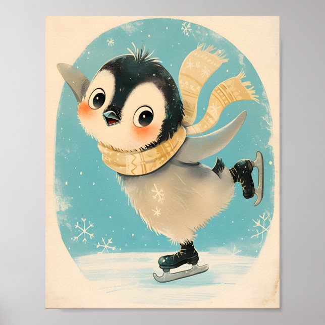 Baby Penguin Wall Art -  Cute Nursery Poster (Front)