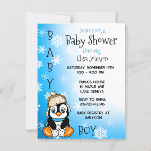 Baby Penguin Winter Baby Shower Postcard
