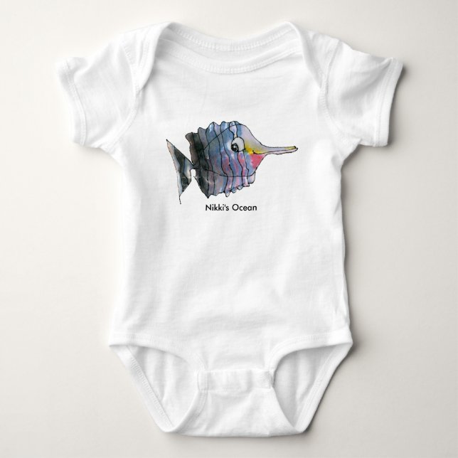 Baby Personalised Infant Butterfly Fish Bodysuit (Front)