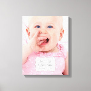 Baby Personalised Wrapped Canvas Art