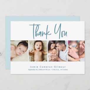 Baby Personalized 4 photo collage newborn birth Thank You Card