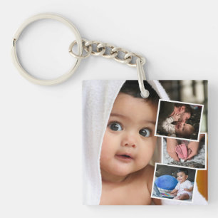 Baby Photo 4 Picture Montage Key Ring