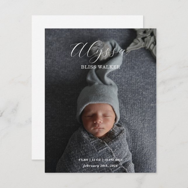 Baby Photo Announcement card (Front/Back)