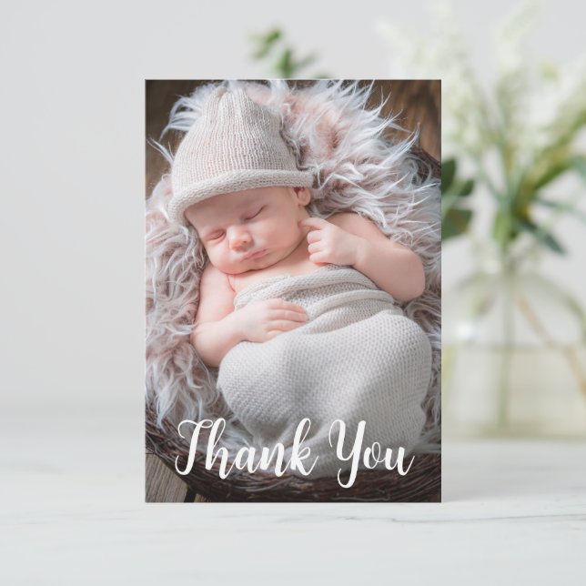 Baby Photo Announcement Handwritten Script (Standing Front)