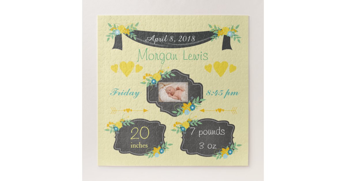 Baby Photo Announcement Jigsaw Puzzle Zazzle