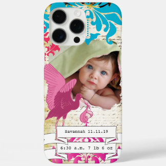 Baby Photo Baby Stats Damask Burnt Edge iPhone 16 Pro Max Case