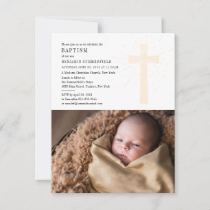Baby Photo Baptism Religious Ceremony Custom Invitation