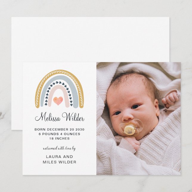 Baby Photo Birth Announcement (Front/Back)
