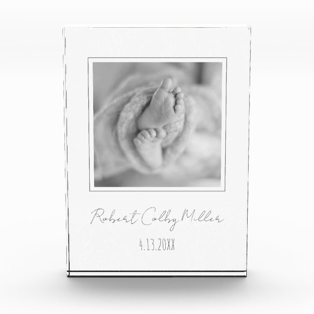 Baby Photo Birth Announcement Modern Nursery Decor (Front)