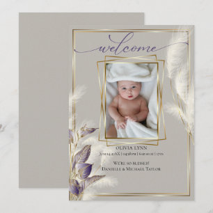 Baby Photo Birth Announcement Pampas Grass
