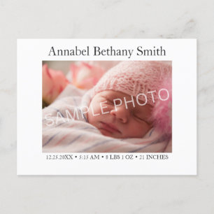 Baby Photo Birth Announcement Postcard