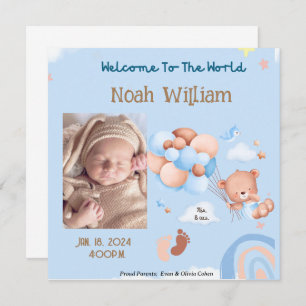BABY PHOTO BIRTH ANNOUNCEMENT- TEDDY BEAR   SAVE THE DATE