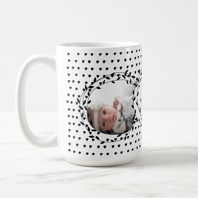 Baby Photo Birth Record Baby Girl Stats Coffee Mug (Left)