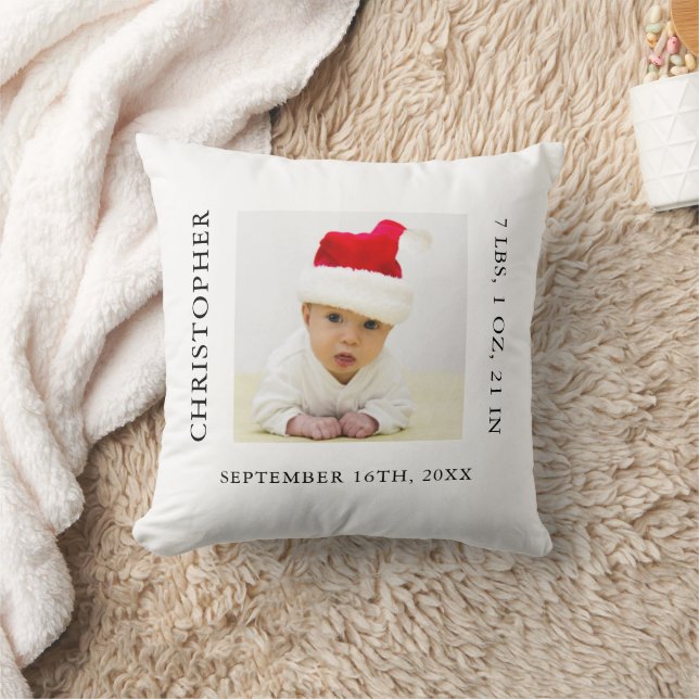 Baby Photo Birth Stats Christmas Cushion (Blanket)