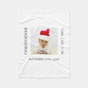 Baby Photo Birth Stats Christmas Fleece Blanket