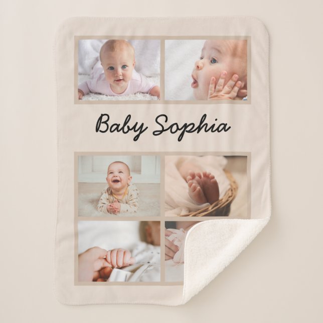 Baby Photo Blanket DIY Personalise w/ your photos (Front)