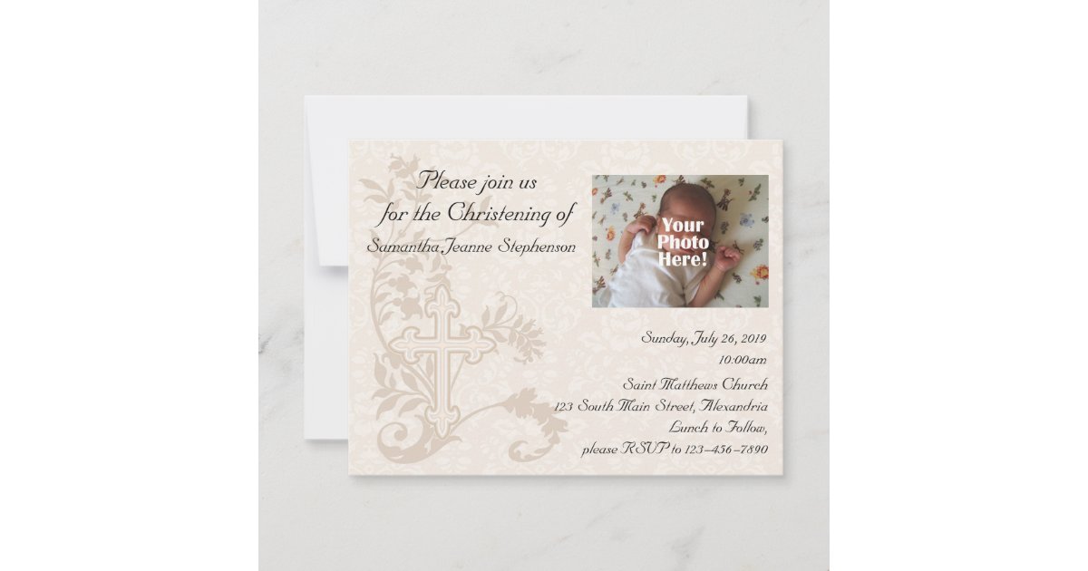 Baby Photo Christening Invitation Zazzle