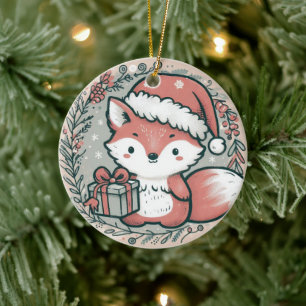 Baby Photo Christmas Cute Fox Ceramic Tree Decoration