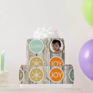 Baby Photo Christmas Holiday PEACE JOY Wrapping Paper