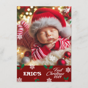 Baby Photo Christmas Mistletoe Snowflakes Menu