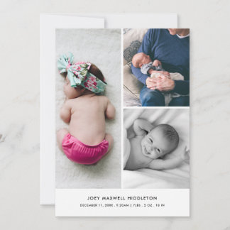 Baby Photo Collage Birth Announcement Elegant