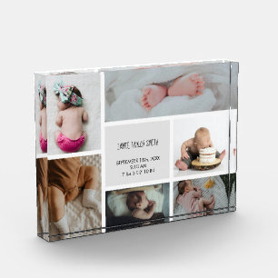 Baby Photo Collage Keepsake Name Birth Date Block
