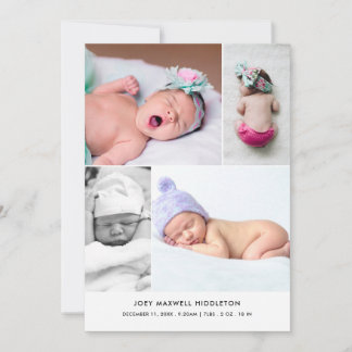 Baby Photo Collage Modern Birth Announcement