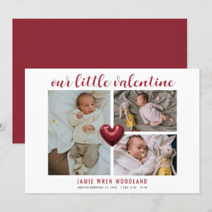 Baby Photo Collage Valentine's Birth Announcement