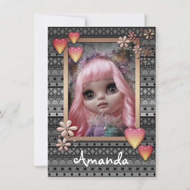 Baby photo dolls, dolls, personalised, hobby annou announcement (Front)