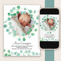 Baby Photo Eucalyptus Greenery Unisex Birth