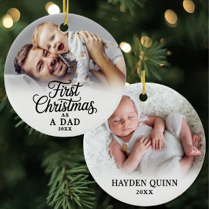  Baby Photo First Christmas As A Dad Ceramic Tree Decoration