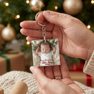 Baby Photo First Christmas Personalise Key Ring