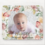 Baby Photo Floral Rose Pink Butterfly Botanical  Mouse Mat<br><div class="desc">Custom Photo | Name | Text Floral Rose Pink Butterfly Mouse Pad. All the photos and texts are pre-arranged for you to personalise easily and quickly with your own details. For many other designs,  please visit store collection:   
https://www.zazzle.com/collections/119376792509928647</div>