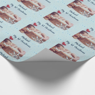 Baby PHOTO GiftWrap - 1st Christmas Snowflakes Wrapping Paper