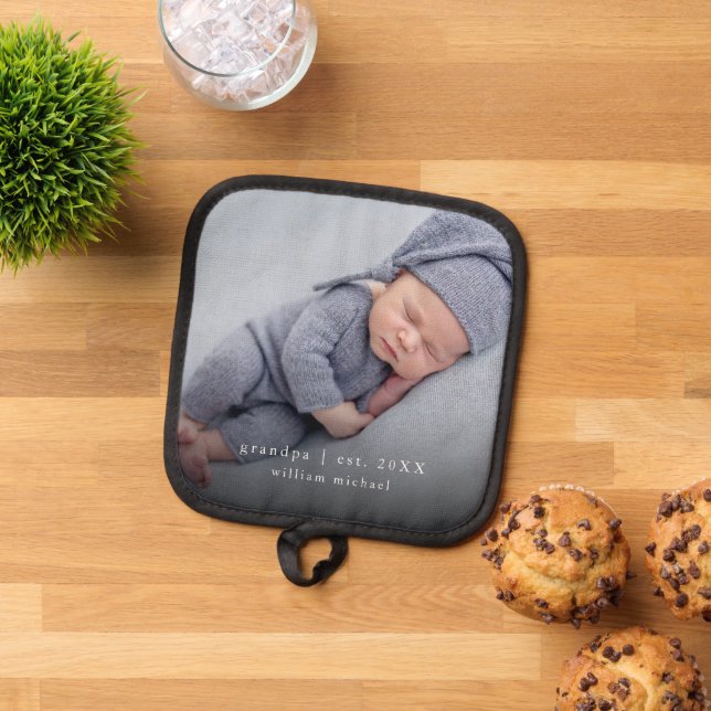 Baby Photo Grandpa Year Established Pot Holder (Top Down)