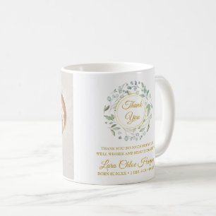 Baby Photo Greenery Gold Thank You Coffee Mug