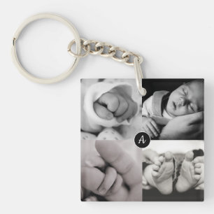 Baby Photo Initial Name Date of Birth Key Ring